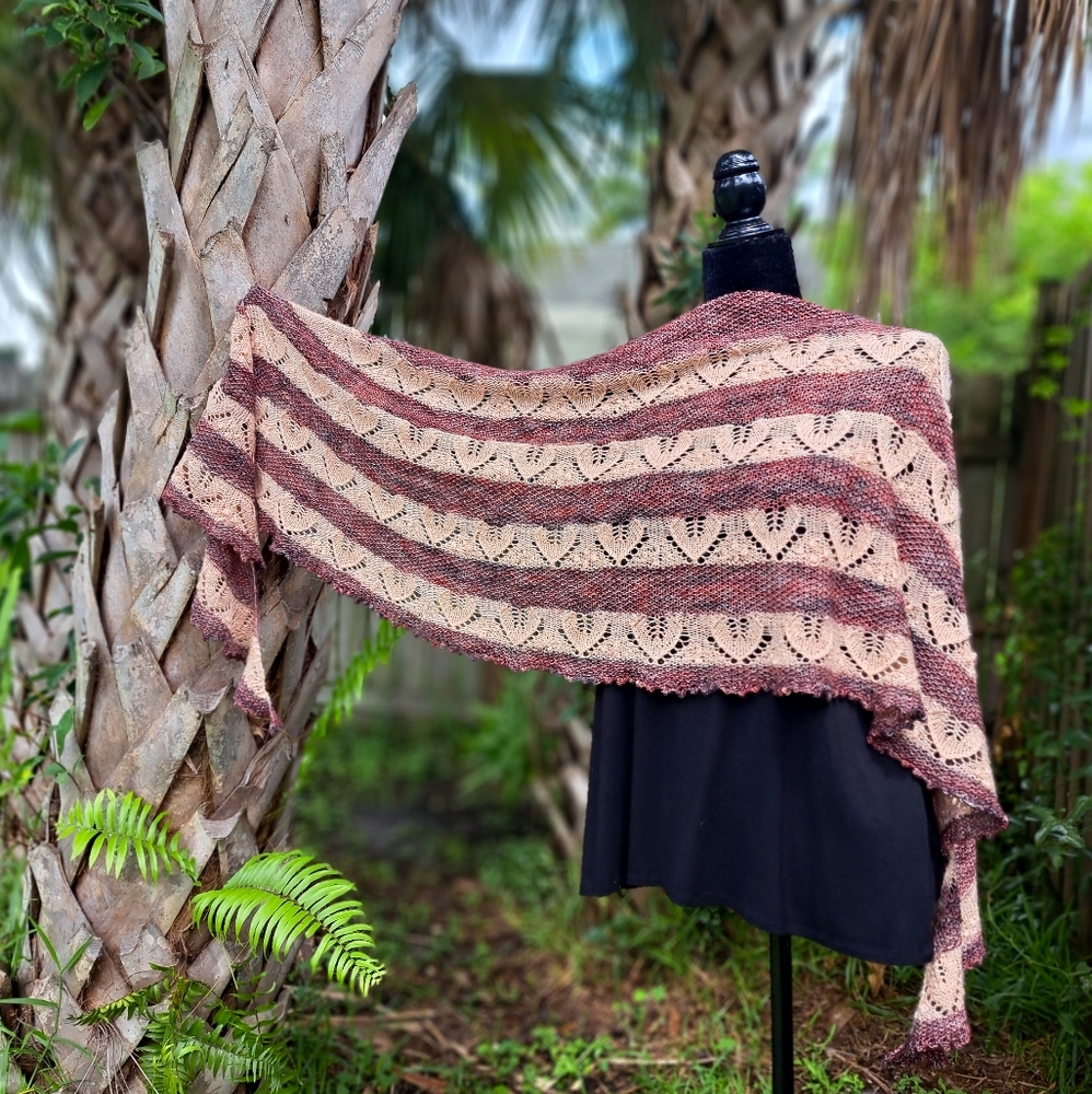 Hand Crafted OOAK Desiner Boho Scarf Lace Stripes in Natural Brown Beige Colors